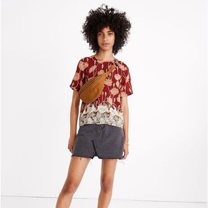 Madewell Women’s Relaxed Fit Silk Floral Button-Back Detail blouse Size XXS